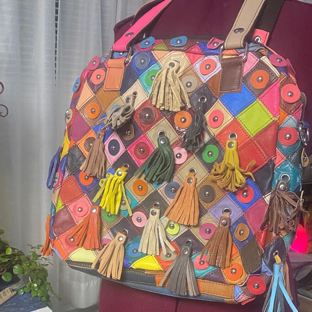 Genuine, leather Patchwork Tote Bag - image 5